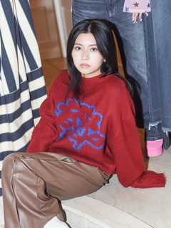 Original flower pattern 2way knit