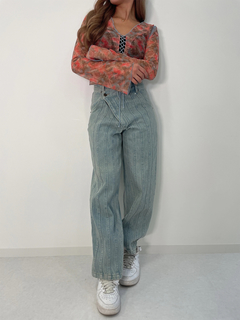 seam design denim pants